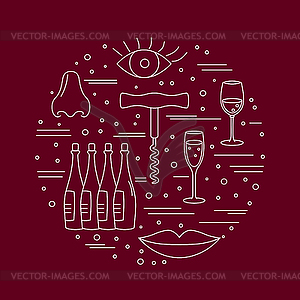 Виноделие, дегустация вин концепция графического дизайна - иллюстрация в векторе