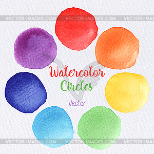 Rainbow colors watercolor paint stains - vector clipart