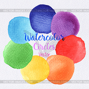 Rainbow colors watercolor paint stains - vector clip art