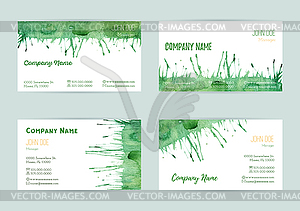 Set of watercolor business cards - vector image