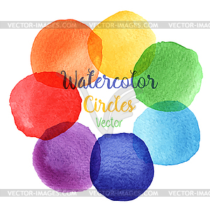 Rainbow colors watercolor paint stains - royalty-free vector clipart