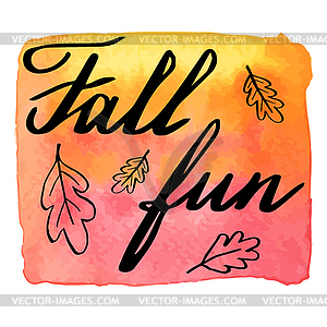 Autumn watercolor banner with hand lettering - vector image