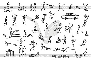 Set of stick figures in motions - vector clipart