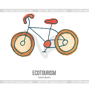 Ecotourism doodle on watercolor texture - vector clipart