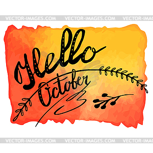 Autumn watercolor banner with hand lettering - vector image