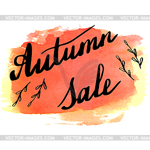 Autumn watercolor banner with hand lettering - vector clipart