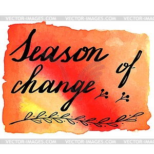 Autumn watercolor banner with hand lettering - vector image