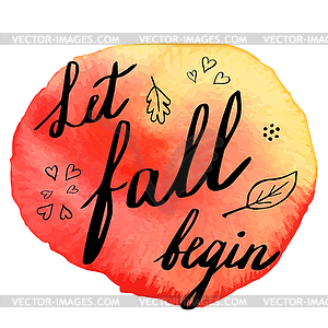 Autumn watercolor banner with hand lettering - vector clipart