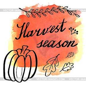 Autumn watercolor banner with hand lettering - vector clip art