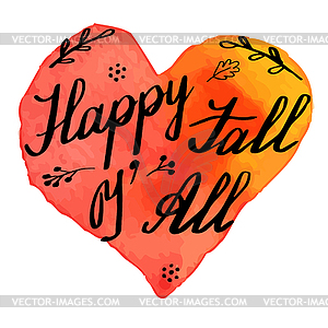 Autumn watercolor banner with hand lettering - vector image