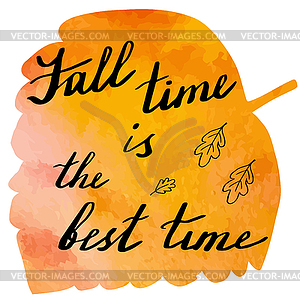 Autumn watercolor banner with hand lettering - vector clipart