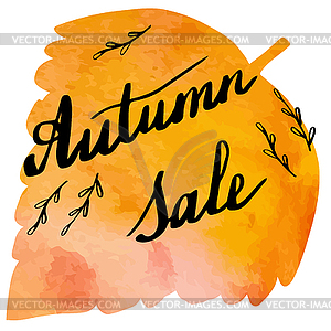 Autumn watercolor banner with hand lettering - vector clipart