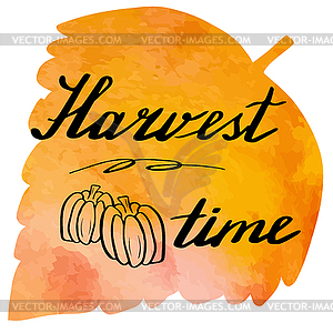 Autumn watercolor banner with hand lettering - vector clip art