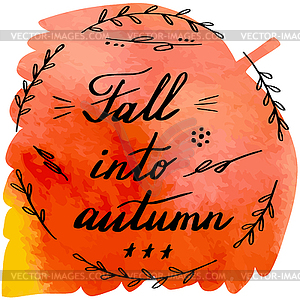 Autumn watercolor banner with hand lettering - vector image