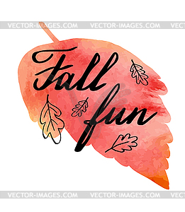 Autumn watercolor banner with hand lettering - royalty-free vector clipart