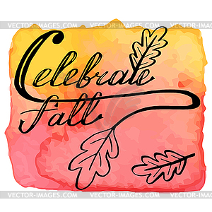 Autumn watercolor banner with hand lettering - royalty-free vector clipart