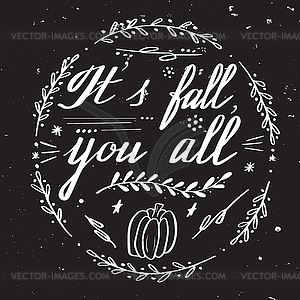 Autumn hand lettering and calligraphy design - vector clip art