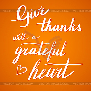Thanksgiving hand lettering and calligraphy design - vector clip art