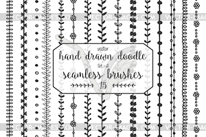 15 Hand drawn doodle seamless brushes  - vector clipart