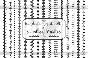 15 Hand drawn doodle seamless brushes  - vector clipart