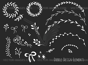 Doodle design elements - white & black vector clipart