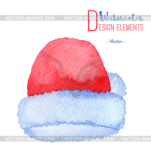 Hand painted Santa Claus red hat - vector clip art