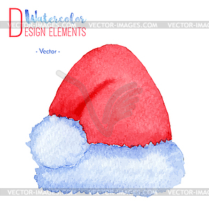 Hand painted Santa Claus red hat - vector clipart