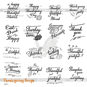 Thanksgiving hand lettering and calligraphy design - vector clipart