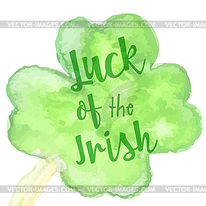 Elegant watercolor St. Patrick Day greeting card - vector image