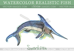 Hand painted watercolor edible fish. design - vector clipart