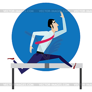 Businessman jumping over barrier - vector image