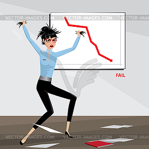 Angry business woman tears her hair out - vector clip art