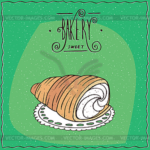 Bread roll known as torpedo dessert - vector image