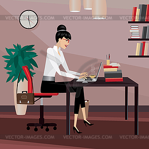 Business woman working in office - vector EPS clipart