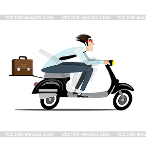 Businessman riding on scooter - vector image