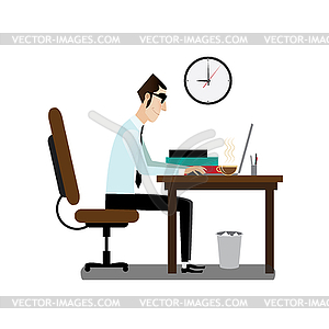 Office man sitting at working desk Royalty Free Vector Image