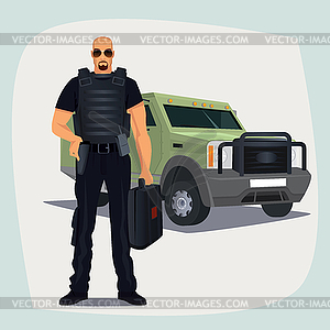 Cash and Valuables in Transit guard man - vector image