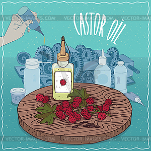 Castor oil used as grease lubricant - vector image