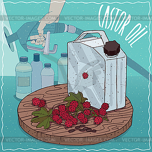 Castor oil used for fuel production - vector image