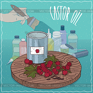 Castor oil used for paint manufacture - vector clipart