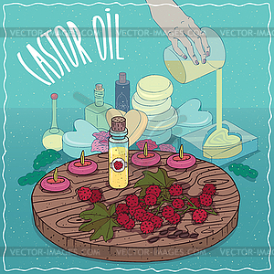 Castor oil used for soap making - vector image