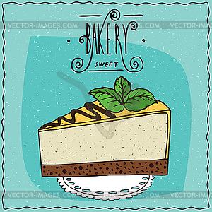 Cheesecake lie on lacy napkin - vector clip art