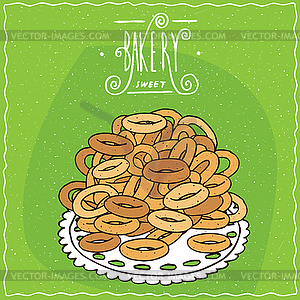 Classic Russian sweet bread rings sushki - vector clipart