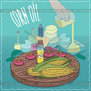 Corn oil used for soap making - vector image