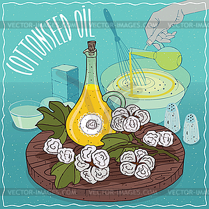 Cotton seed oil used for cooking - vector clipart