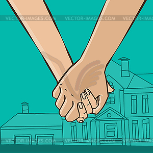 Paar Gehen Haus Clipart