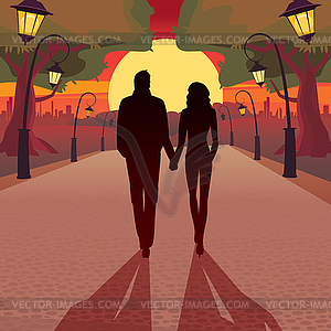 Romantic date in evening - vector image