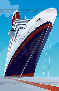 Cruise liner at pier - vector clipart