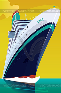 Cruise liner cuts through waves - vector EPS clipart