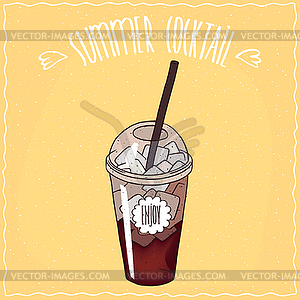 Drink such as cola in transparent plastic cup - vector clip art